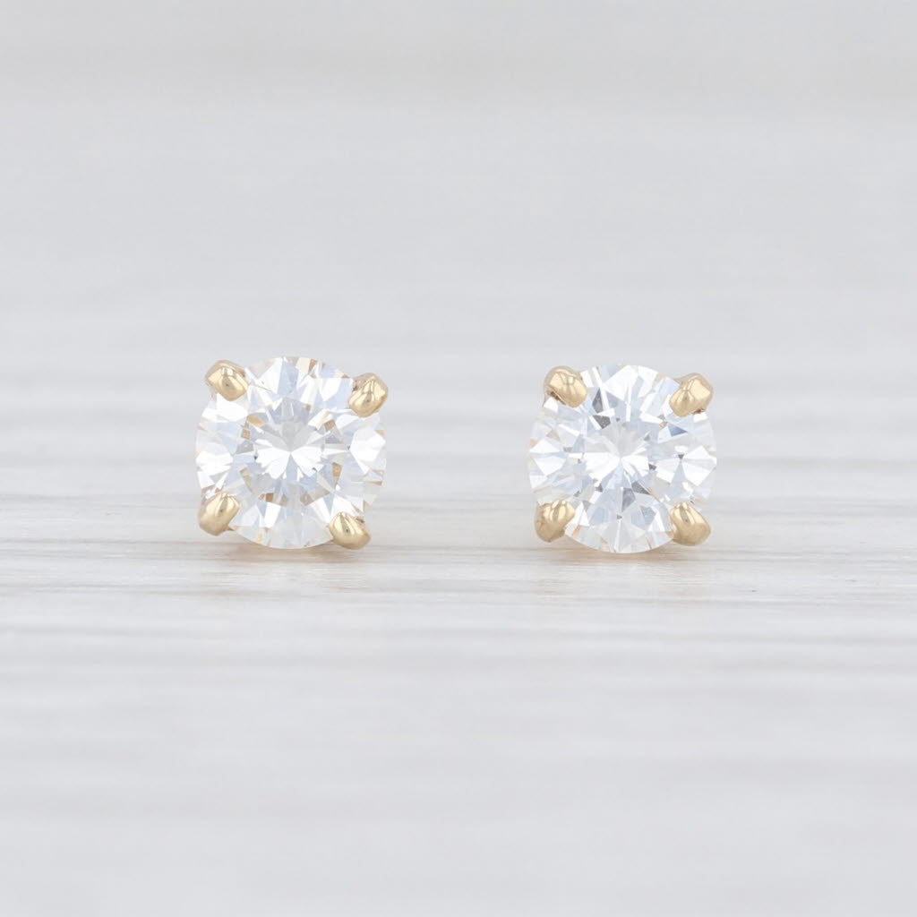 Light Gray New 0.70ctw Diamond Stud Earrings 14k Yellow Gold Round Solitaire Studs