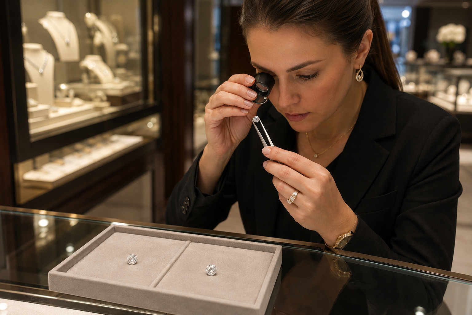 GIA-trained gemologist in jewelry store