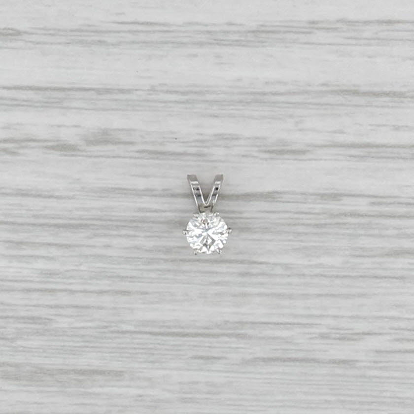 New 0.31ct Diamond Solitaire Pendant 14k White Gold 6 Prong Small Round Drop