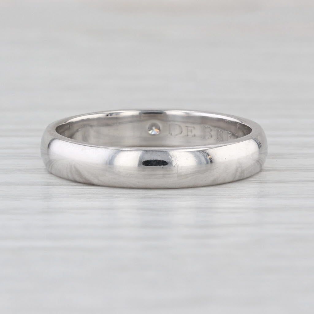 De Beers Diamond Solitaire Wedding Band 950 Platinum Size 8.75 Ring
