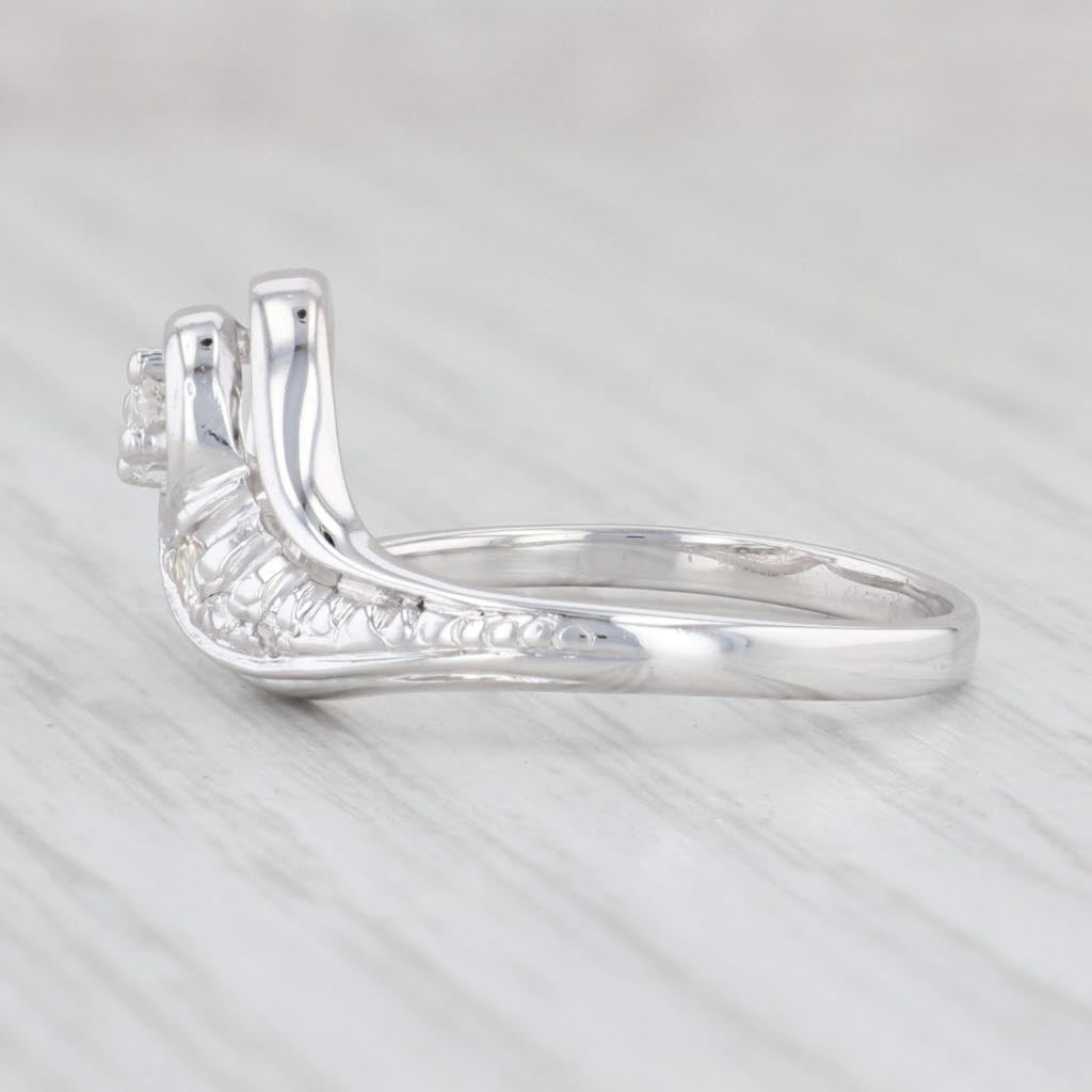 Light Gray 0.15ctw Diamond Bypass Ring 14k White Gold Size 8 Round Contoured