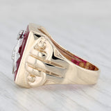 Masonic Signet Ring 10k Gold Lab Created Ruby Diamond Blue Lodge Square Compass