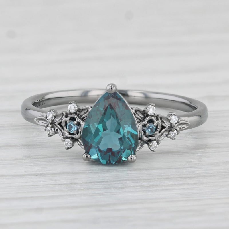 1.52ctw Teal Lab Created Alexandrite Cubic Zirconia Ring 10k White Gold Sz 8