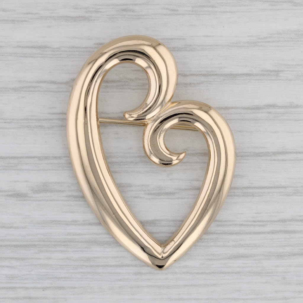 Gray James Avery Stylized Heart Brooch 14k Yellow Gold Statement