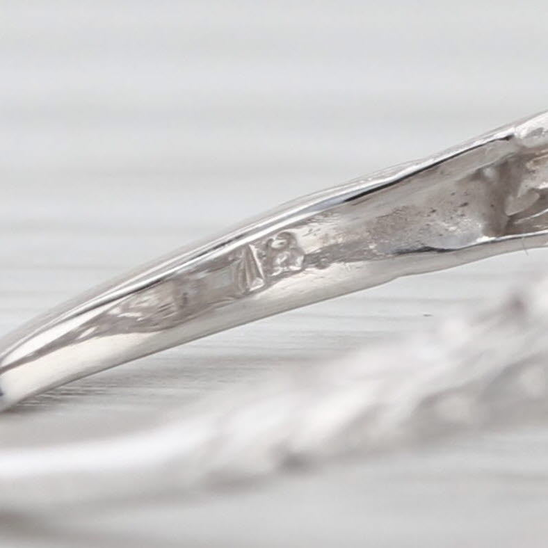 Art Deco GIA 0.67ct Old European Engagement Ring 18k Gold Filigree Size 3.75