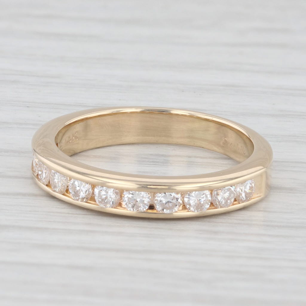 Light Gray 0.50ctw Diamond Wedding Band 14k Yellow Gold Size 5.25 Stackable Ring