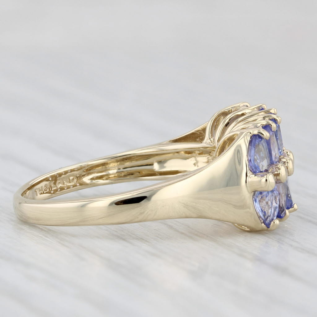 Light Gray 1.54ctw Tanzanite Cluster Diamond Ring 14k Yellow Gold Size 8