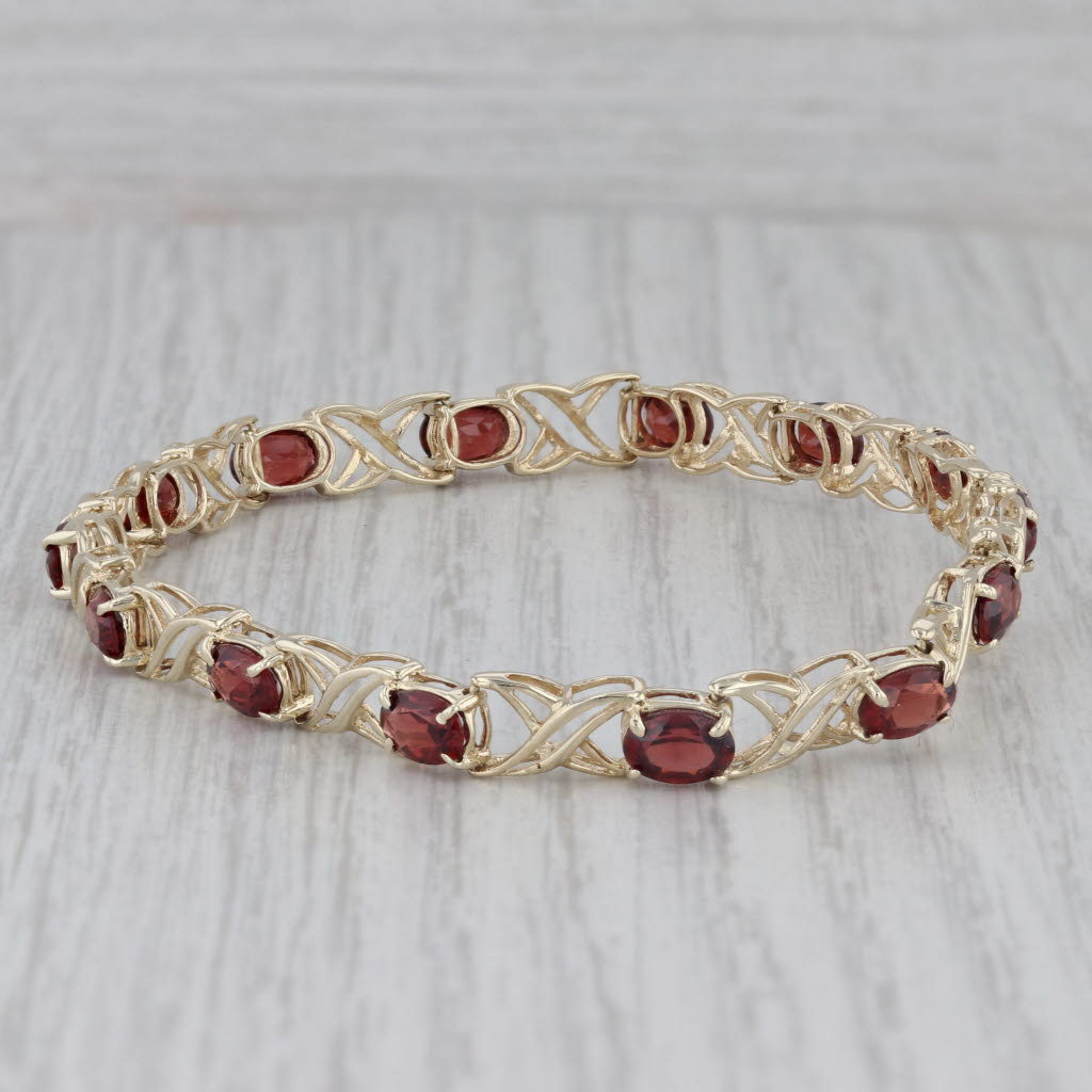 Gray 8ctw Garnet Tennis Bracelet 10k Yellow Gold 6.75" 5.6mm