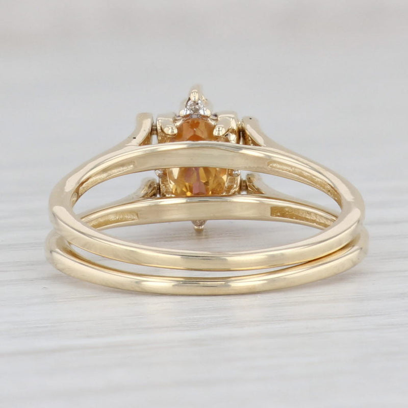 Light Gray 0.86ctw Citrine Amethyst Diamond Reversible Ring 14k Yellow Gold Size 7