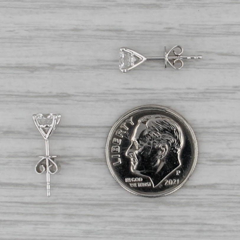 New 1.13ctw Round Lab Grown Diamond Stud Earrings 14k White Gold Studs