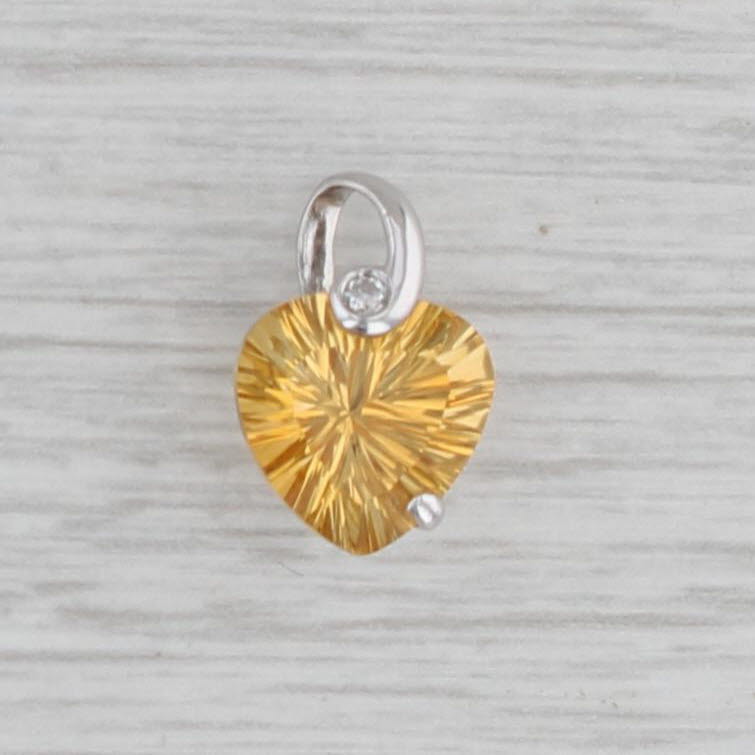 Gray 3.16ct Citrine Heart Pendant 14k White Gold Small Drop