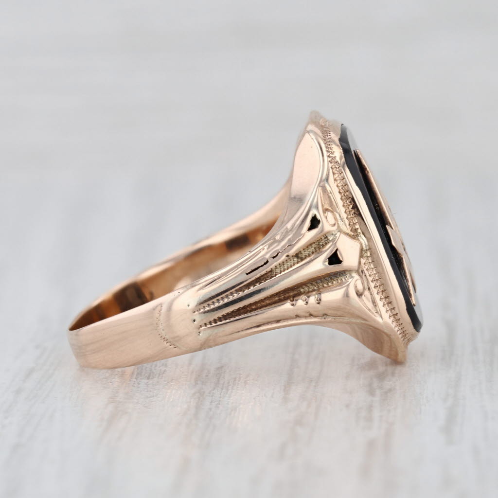 Onyx Masonic Signet Ring 10k Yellow Gold Size 11 Blue Lodge Square Compass
