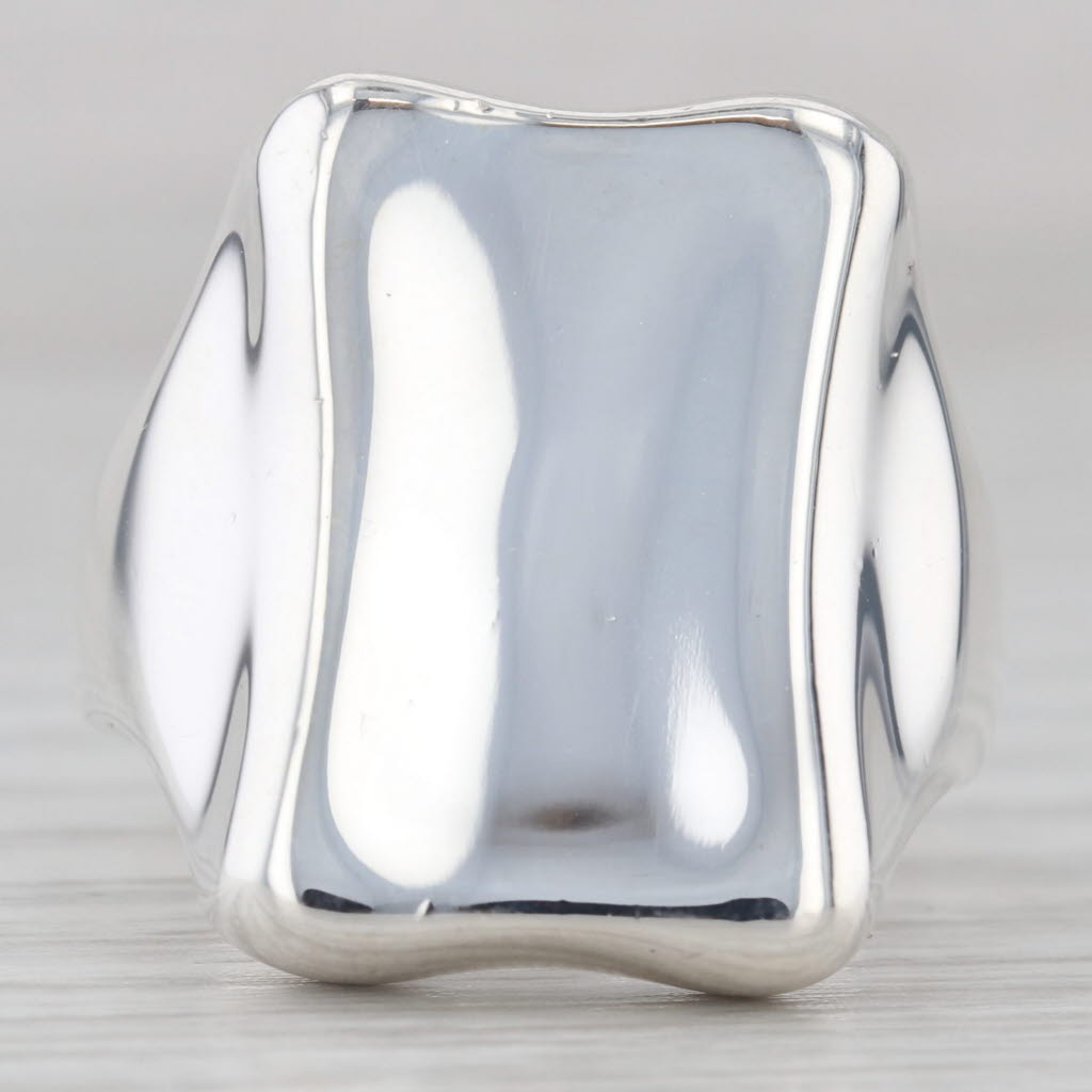 Light Gray Concave Contoured Statement Ring Sterling Silver Size 9