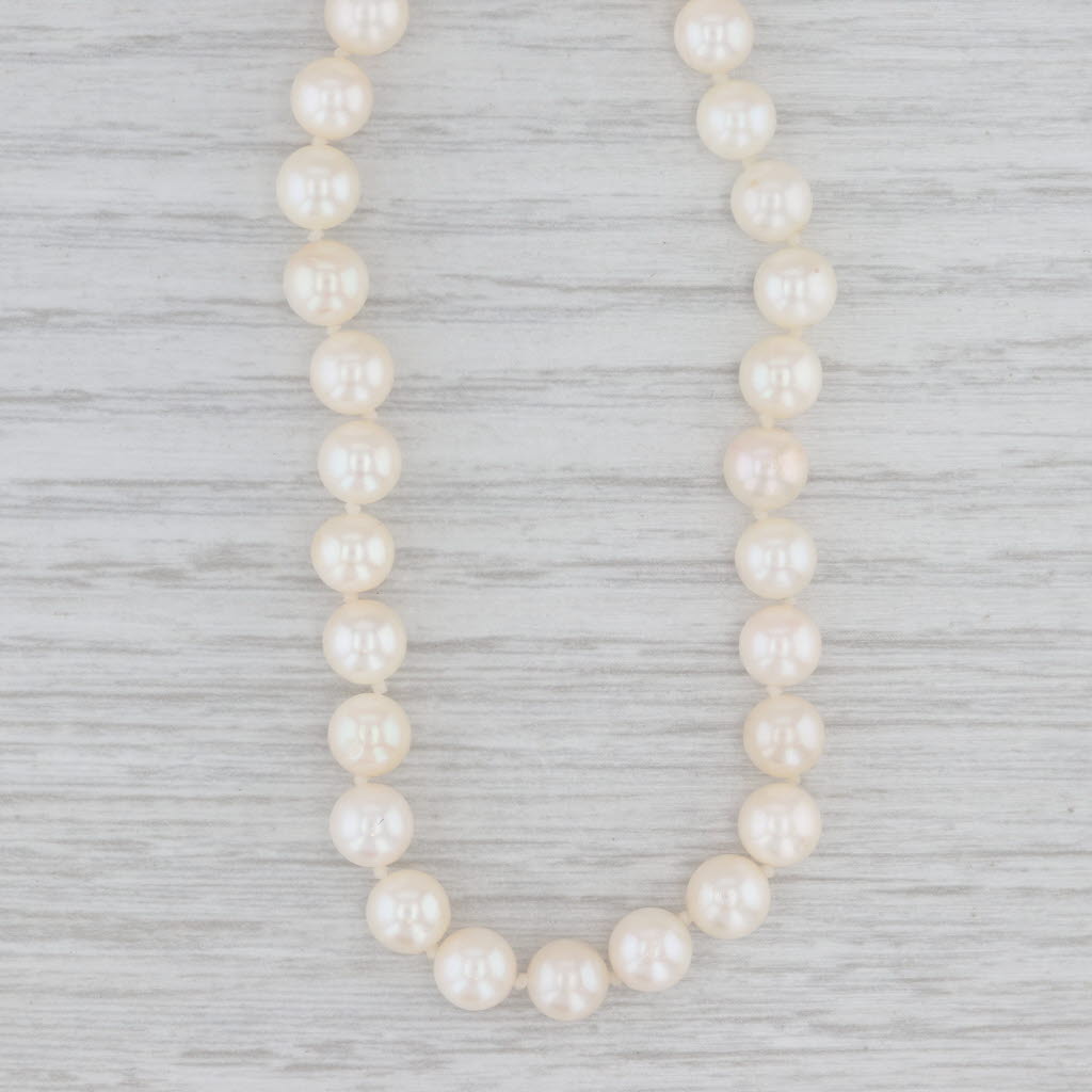 20.75" Cultured Pearl Necklace 14k Gold Clasp 6mm Single Strand