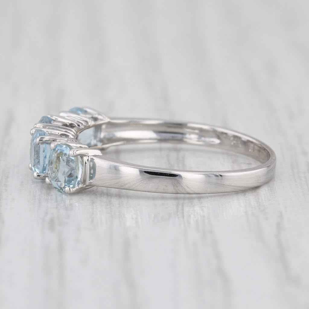 1.40ctw Aquamarine Diamond Ring 14k White Gold Size 9 Stackable