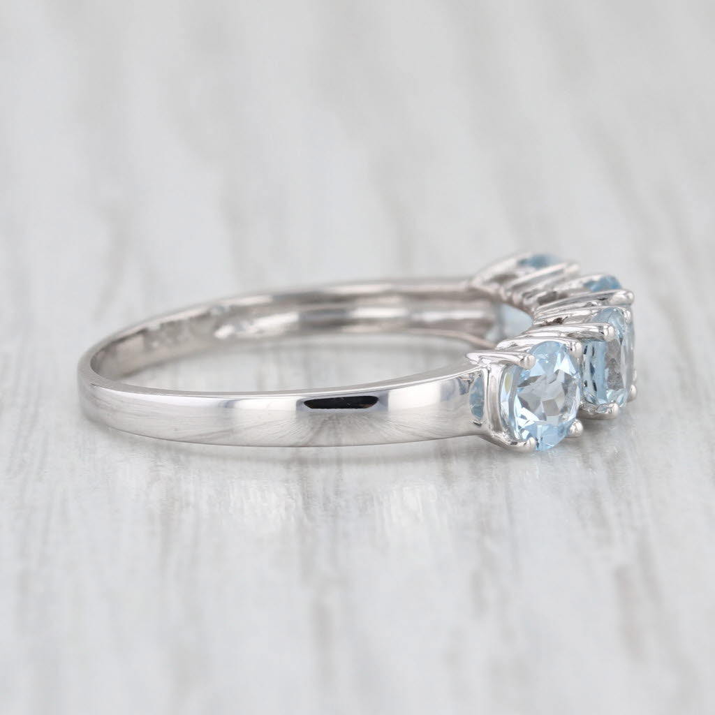1.40ctw Aquamarine Diamond Ring 14k White Gold Size 9 Stackable