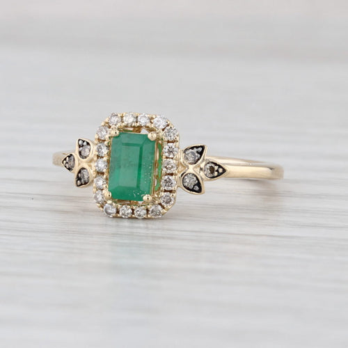 Le Vian Emerald Cut Emerald Damond Halo Ring 14k Yellow Gold Size 7