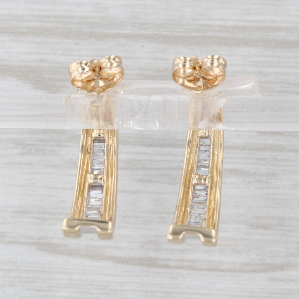 0.35ctw Diamond Journey J-Hook Earrings 14k Yellow Gold Drops
