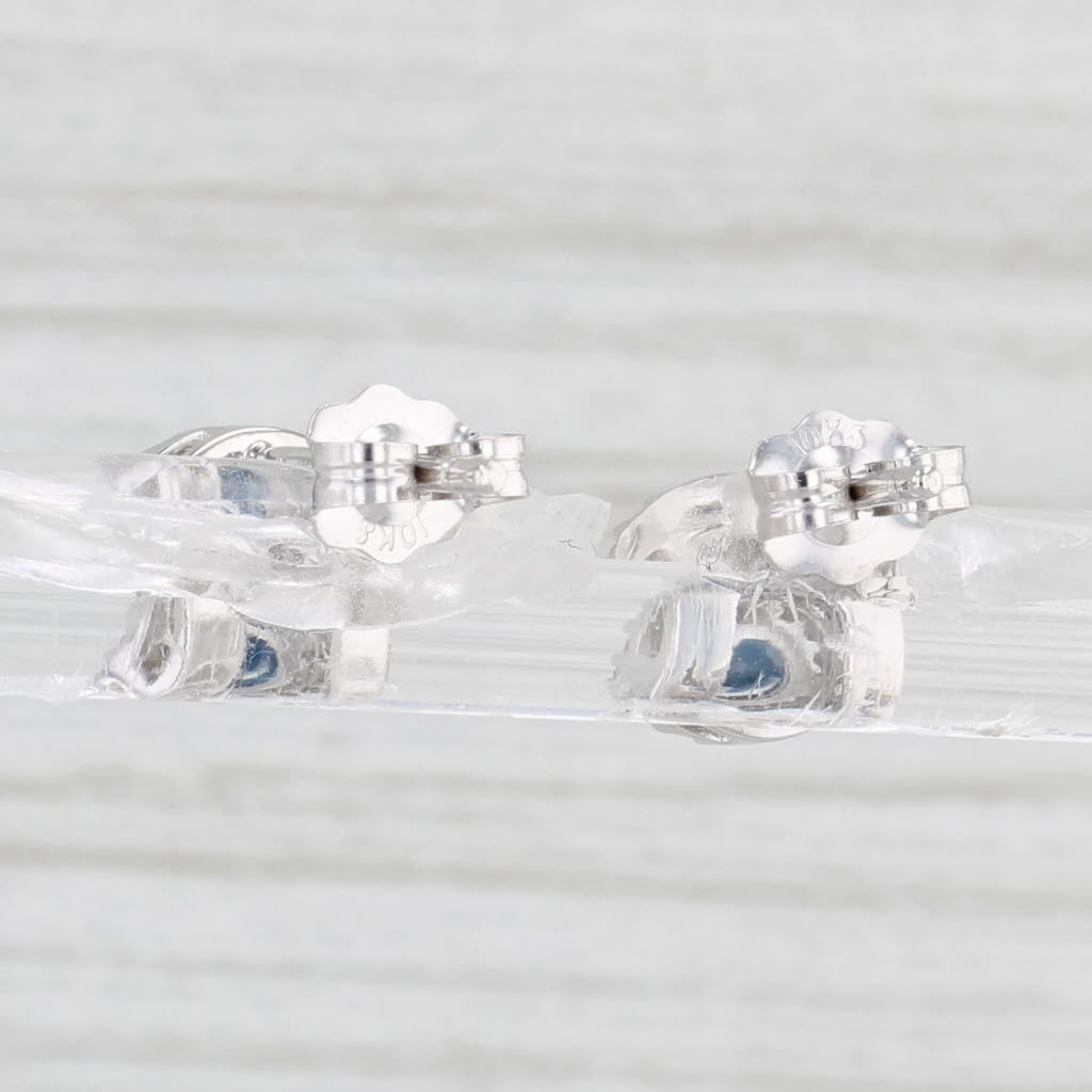 Light Gray 0.77ctw Round Blue Sapphire Diamond Halo Stud Earrings 10k White Gold