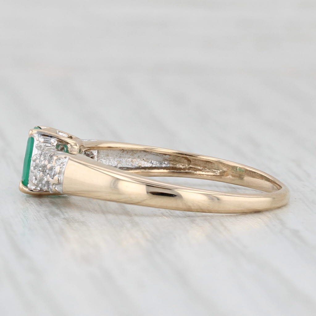 Light Gray 0.50ctw Oval Emerald Diamond Ring 10k Yellow Gold Size 8