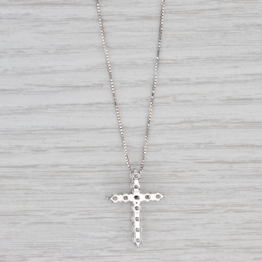 Light Gray New 1.35ctw Lab Grown Diamond Cross Pendant 14k White Gold 16.25" Box Chain