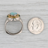 Gray Opal Diamond Tsavorite Garnet Ring 18k 999 Gold Size 6.25-6.5 Custom Made