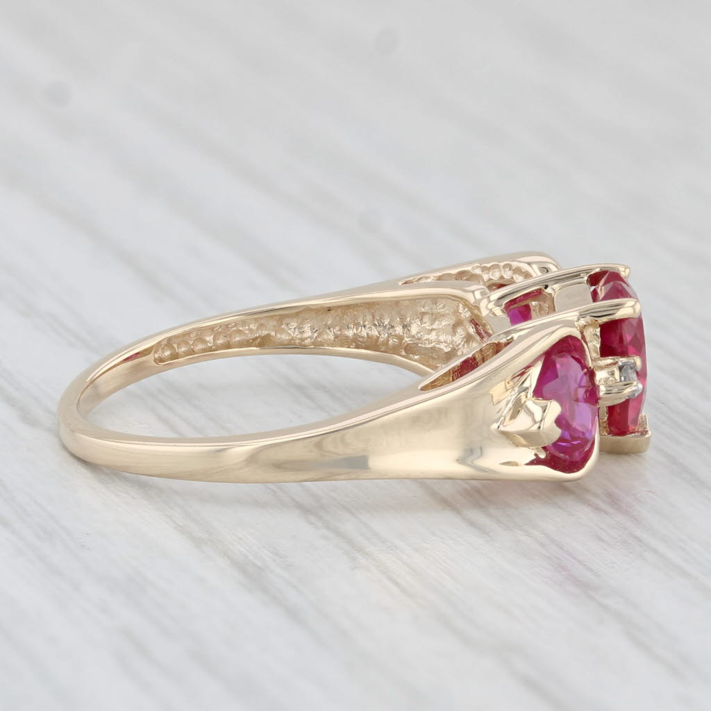 Light Gray 2.77ctw Lab Created Ruby Heart Diamond Ring 14k Yellow Gold Size 7