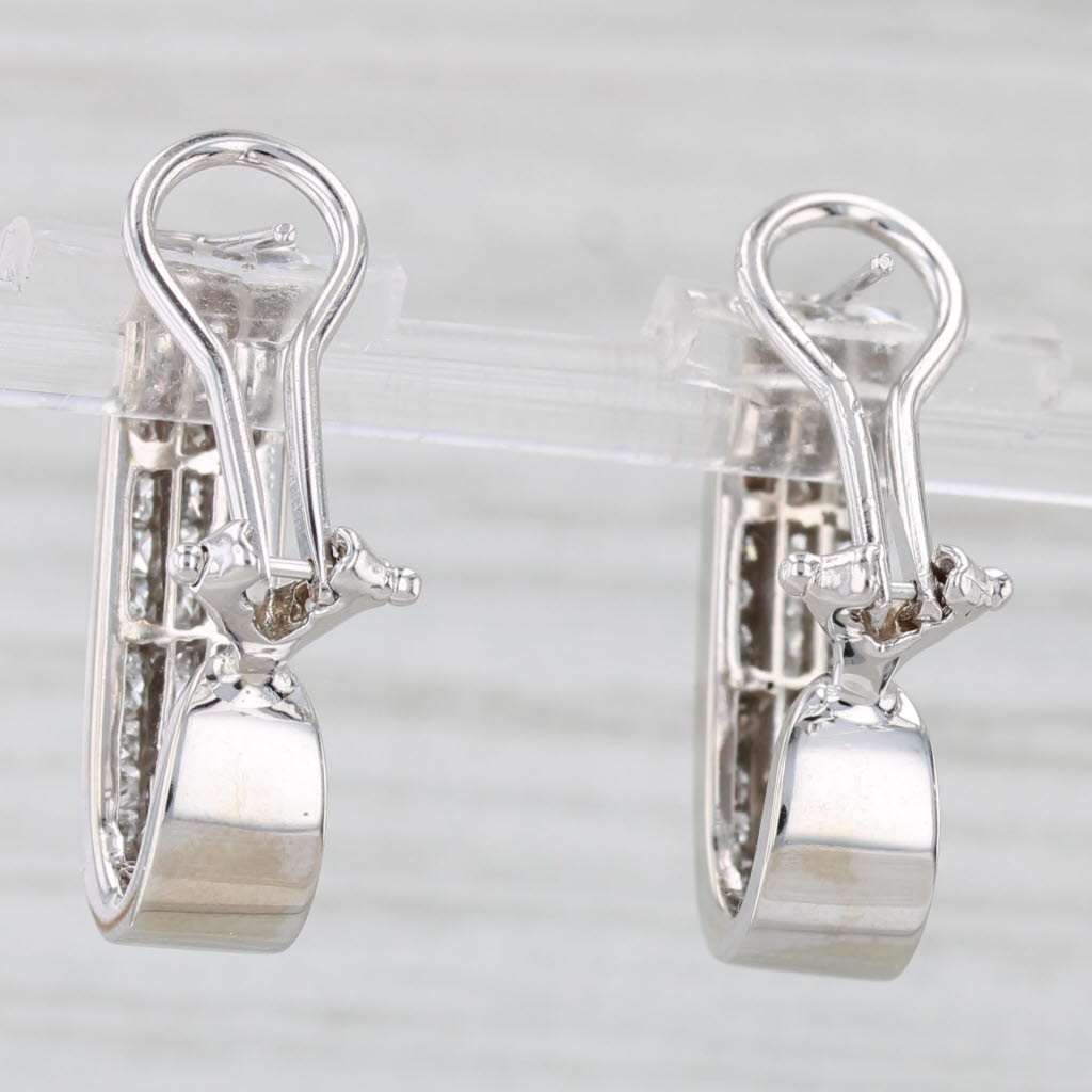 Light Gray 1ctw Diamond Journey Drop Earrings 14K White Gold Omega Backs