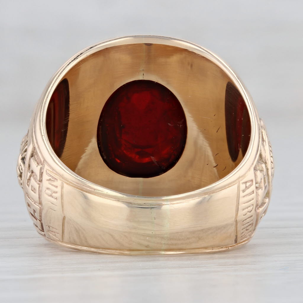 Gray Auburn University Class Ring Lab Created Ruby 10k Gold 1961 Men's Size 10