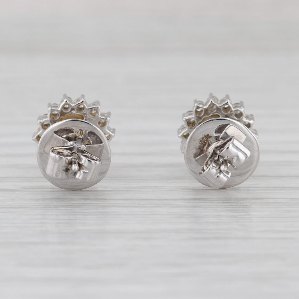 0.30ctw Diamond Halo Cultured Pearl Stud Earrings 10k White Gold Round Studs