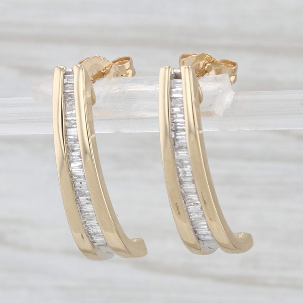 0.35ctw Diamond Journey J-Hook Earrings 14k Yellow Gold Drops