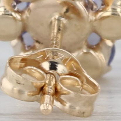 1.10ctw Tanzanite Flower Stud Earrings 14k Yellow Gold Small Studs