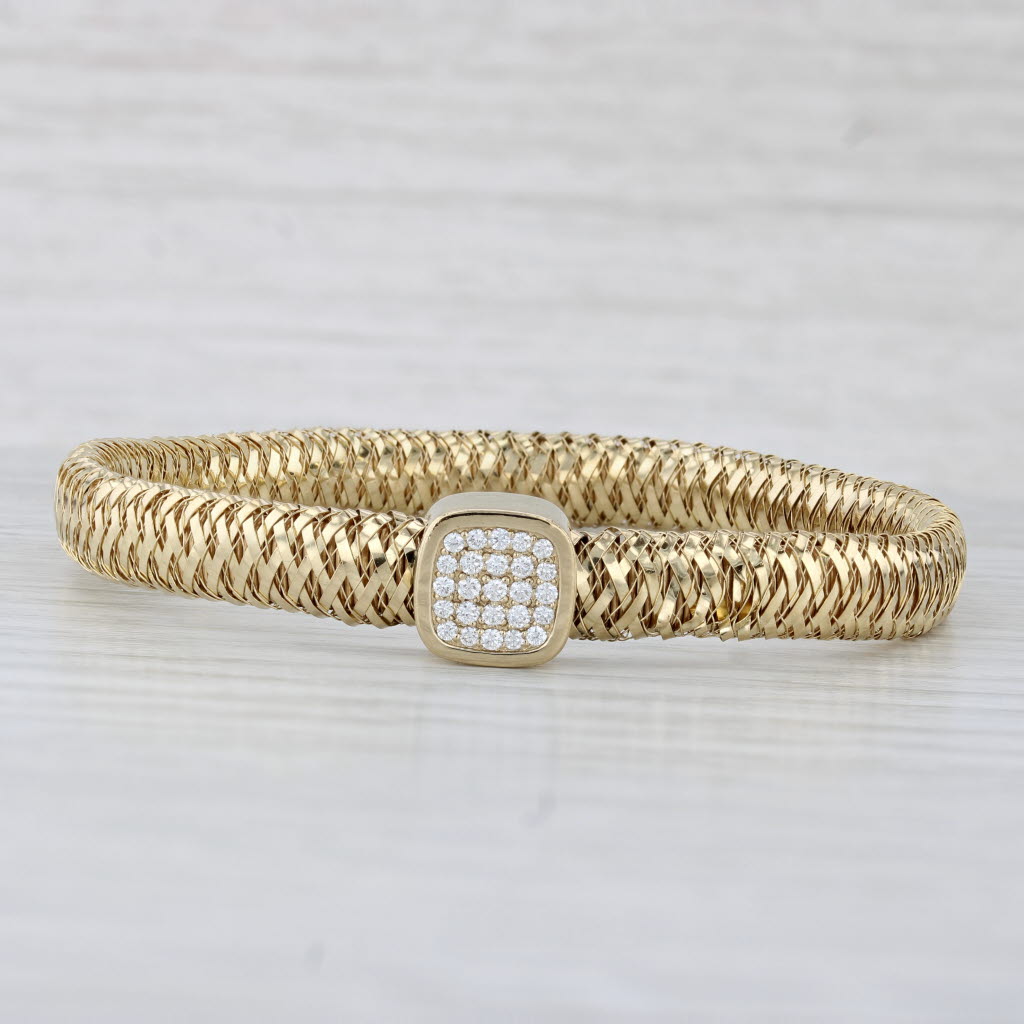 Light Gray Roberto Coin Primavera 0.24ctw Diamond Bracelet 18k Gold Strechable Mesh Band