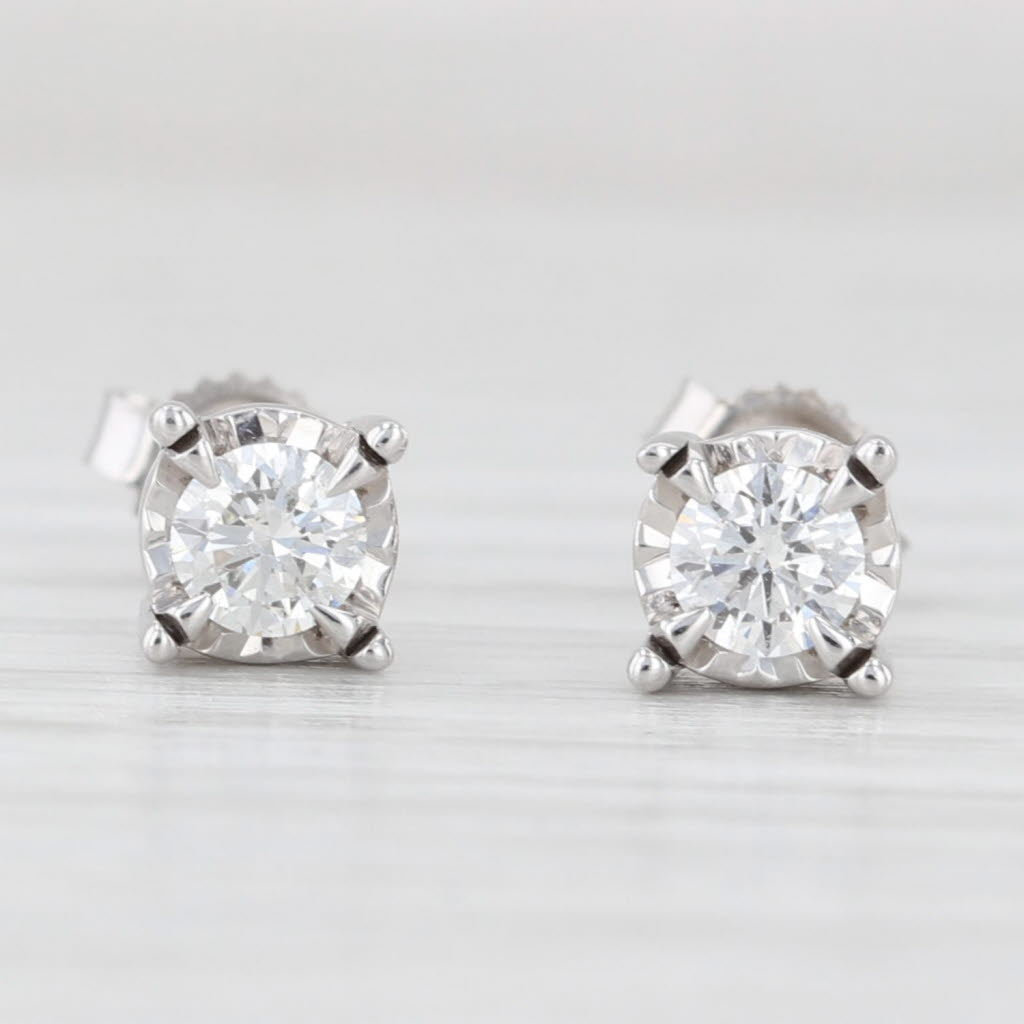Light Gray 0.50ctw Round Diamond Solitaire Stud Earrings 14k White Gold