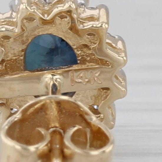 0.98ctw Oval Blue Sapphire Diamond Halo Stud Earrings 14k Yellow Gold Studs