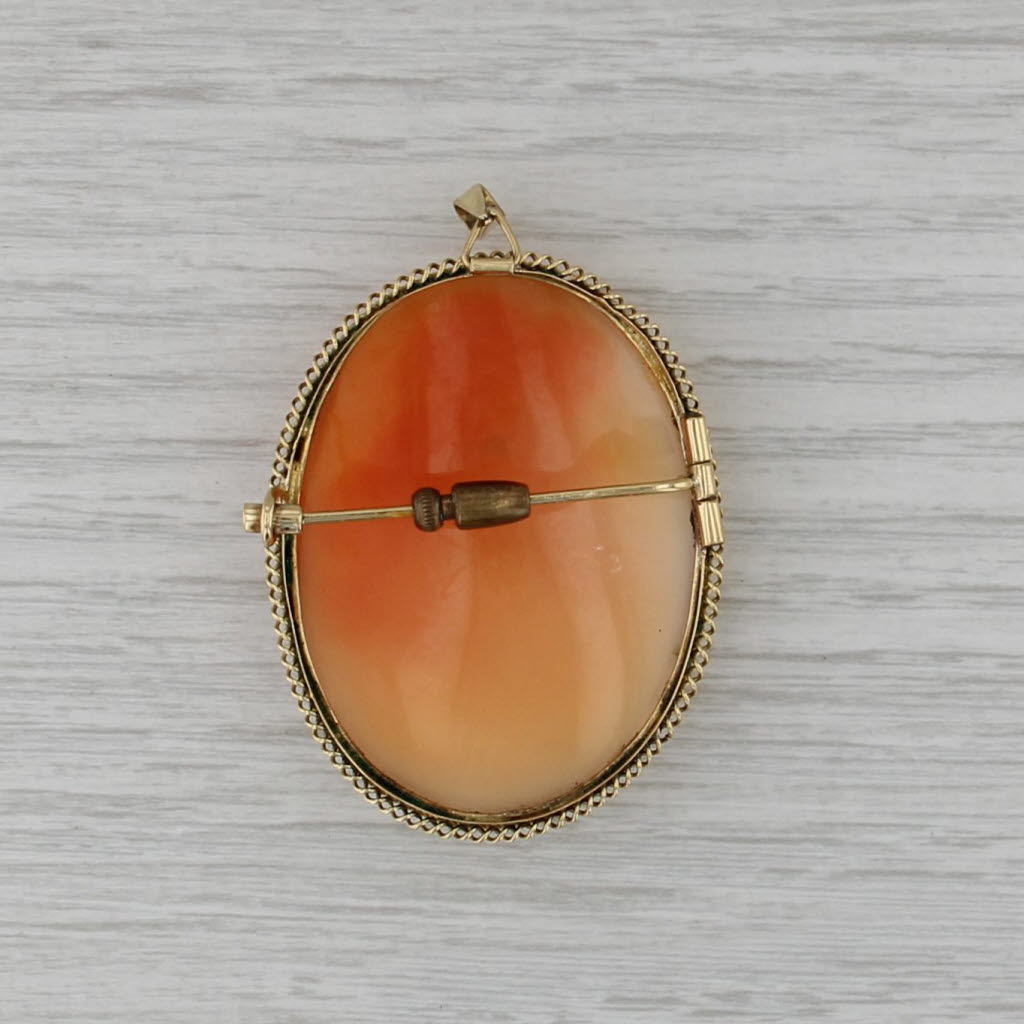 Antique Mother & Child Cameo Brooch Pendant 18k Gold Carved Shell Pin