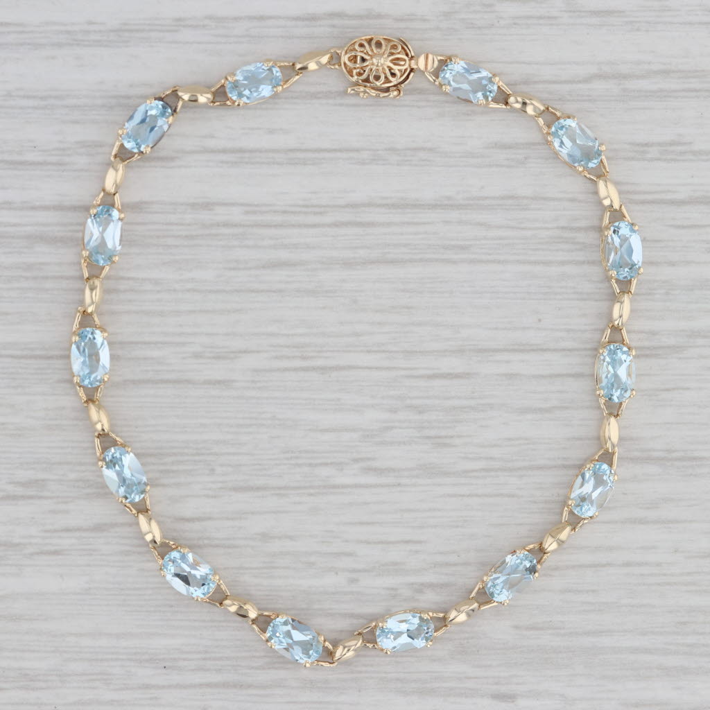 Gray 8ctw Blue Topaz Tennis Bracelet 10k Yellow Gold 7.25" 4mm