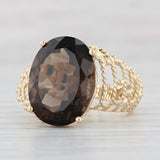 Light Gray 8.85ct Smoky Quartz Solitaire Ring 14k Yellow Gold Size 7 Bypass Cocktail
