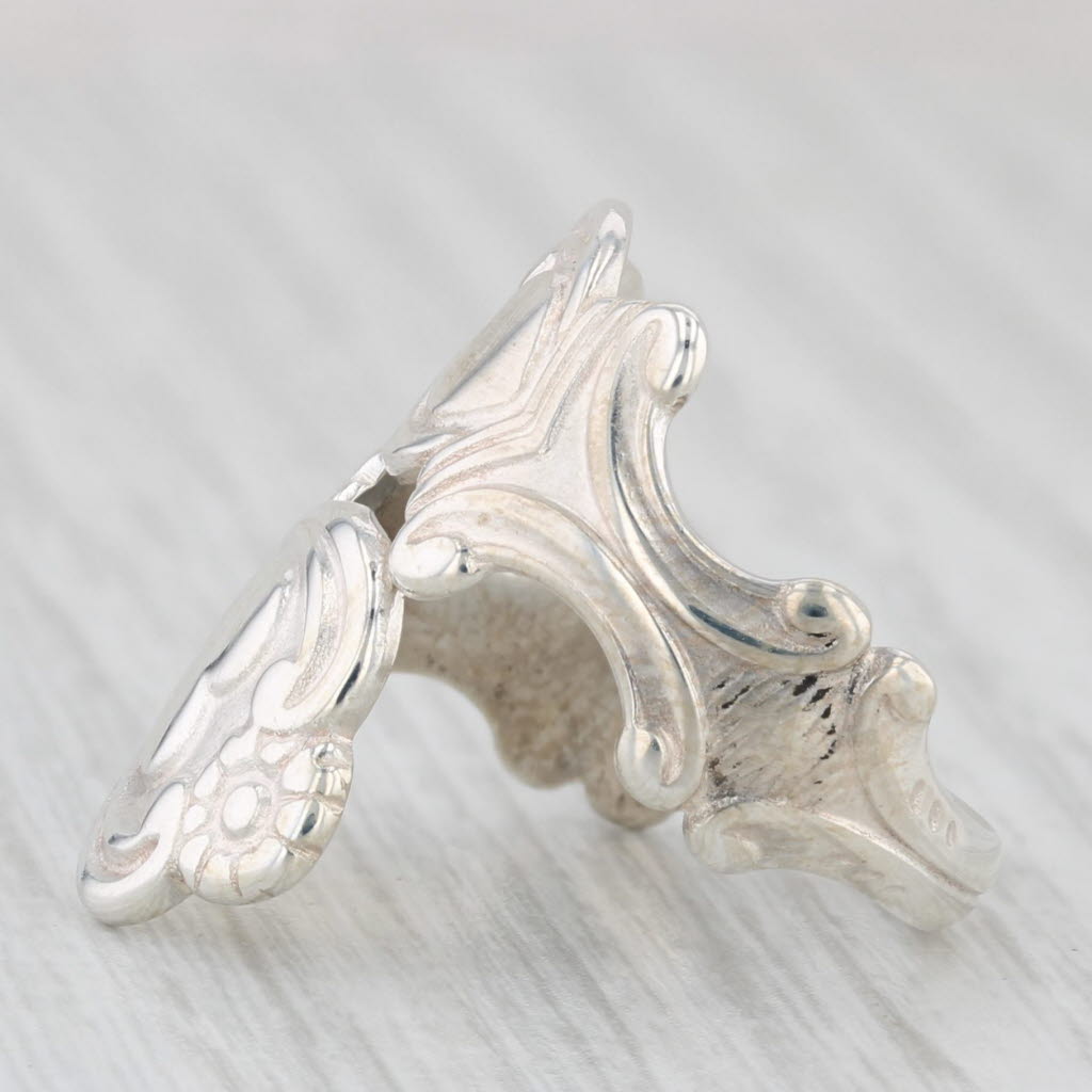 Light Gray Heart Spoon Ring Sterling Silver Adjustable Size Floral Avon
