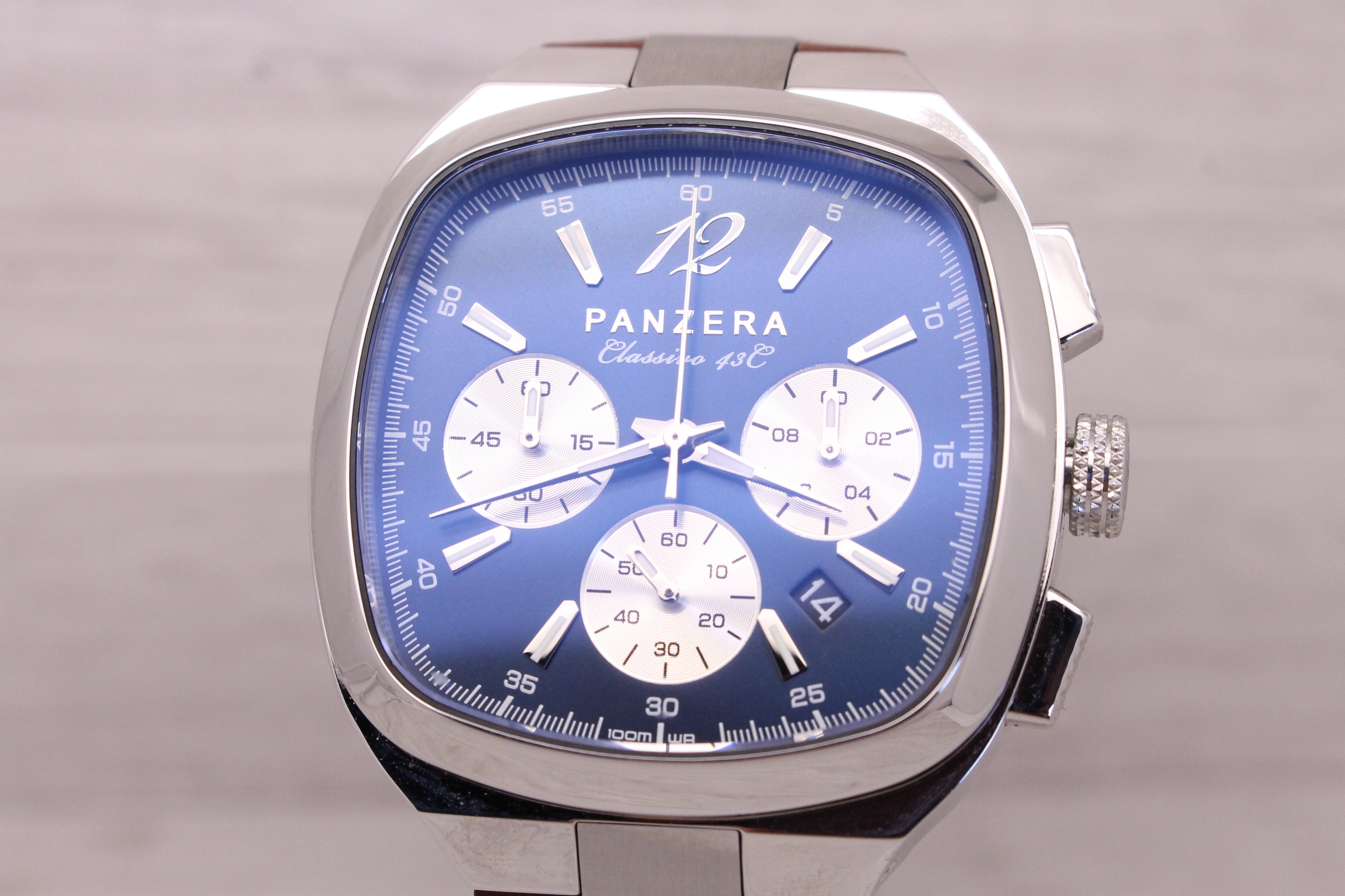 Gray Panzera Classivo 43C 43mm Stainless Steel Quartz Chronograph Watch C43C-01