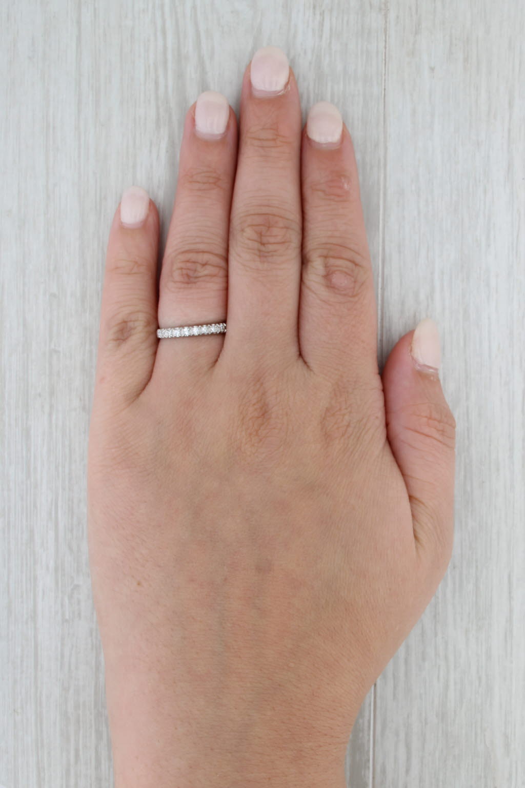 Vintage 0.15ctw Diamond Wedding Band 14k White Gold Stackable Size 6.5 Ring