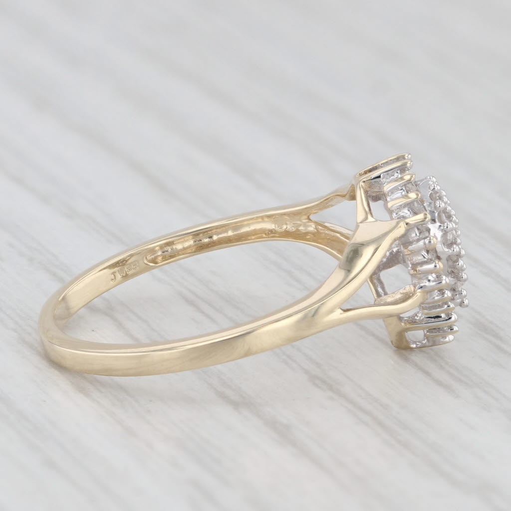 Light Gray Diamond Cluster Teardrop Halo Ring 10k Yellow Gold Size 6.75 Engagement