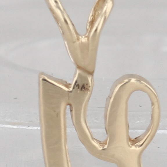 Scripted Letter U Pendant 14k Yellow Gold Small Initial Drop