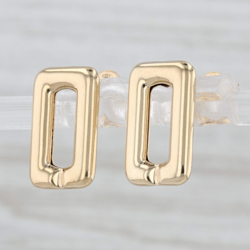 Oval Drop Earrings 18k Yellow Gold Pierced Studs