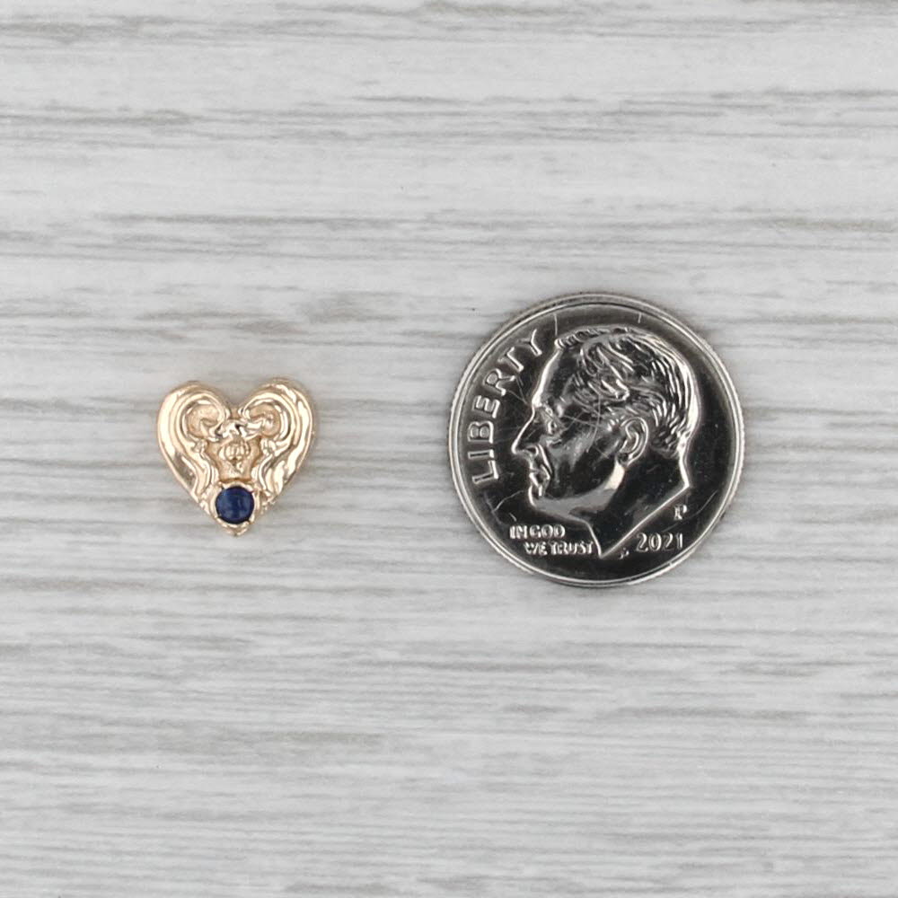Vintage Sapphire Heart Slide Bracelet Charm 14k Yellow Gold Archer Hallmark