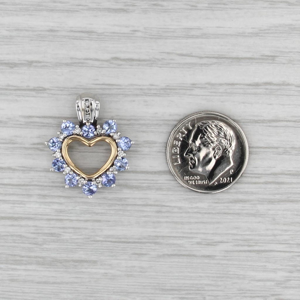 1.24ctw Tanzanite Diamond Open Heart Pendant 14k Rose White Gold Small Drop