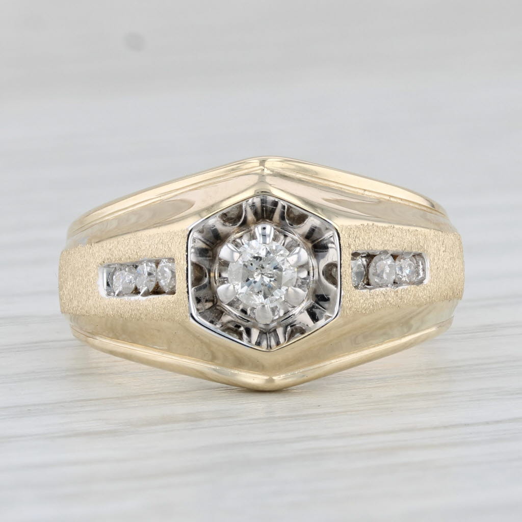 Light Gray 0.28ctw Diamond Ring 14k Yellow Gold Size 6.75 Engagement