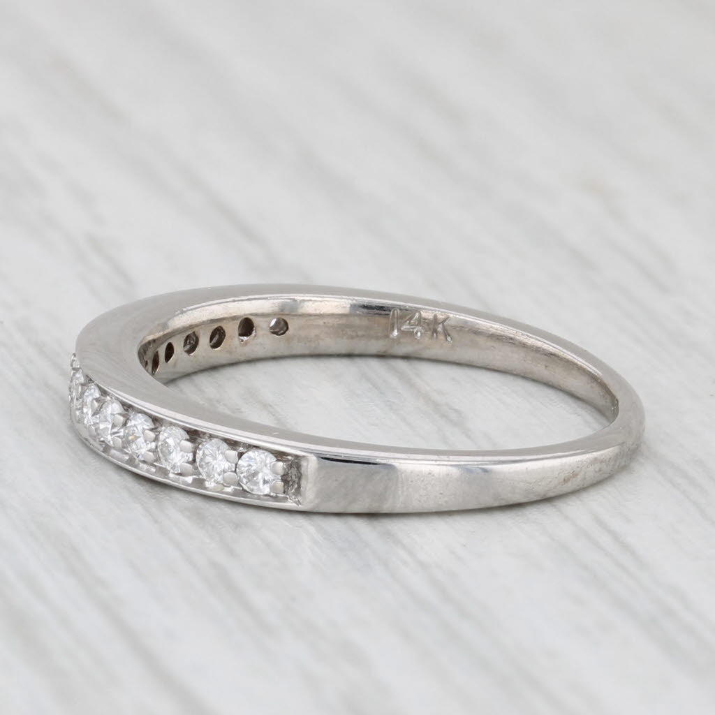 Light Gray 0.26ctw Diamond Wedding Anniversary Ring 14k White Gold Size 6 Stackable Band