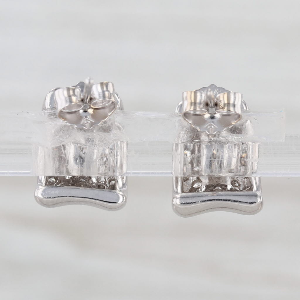 0.25ctw Diamond J-Hook Half Hoop Stud Earrings 14k White Gold Studs