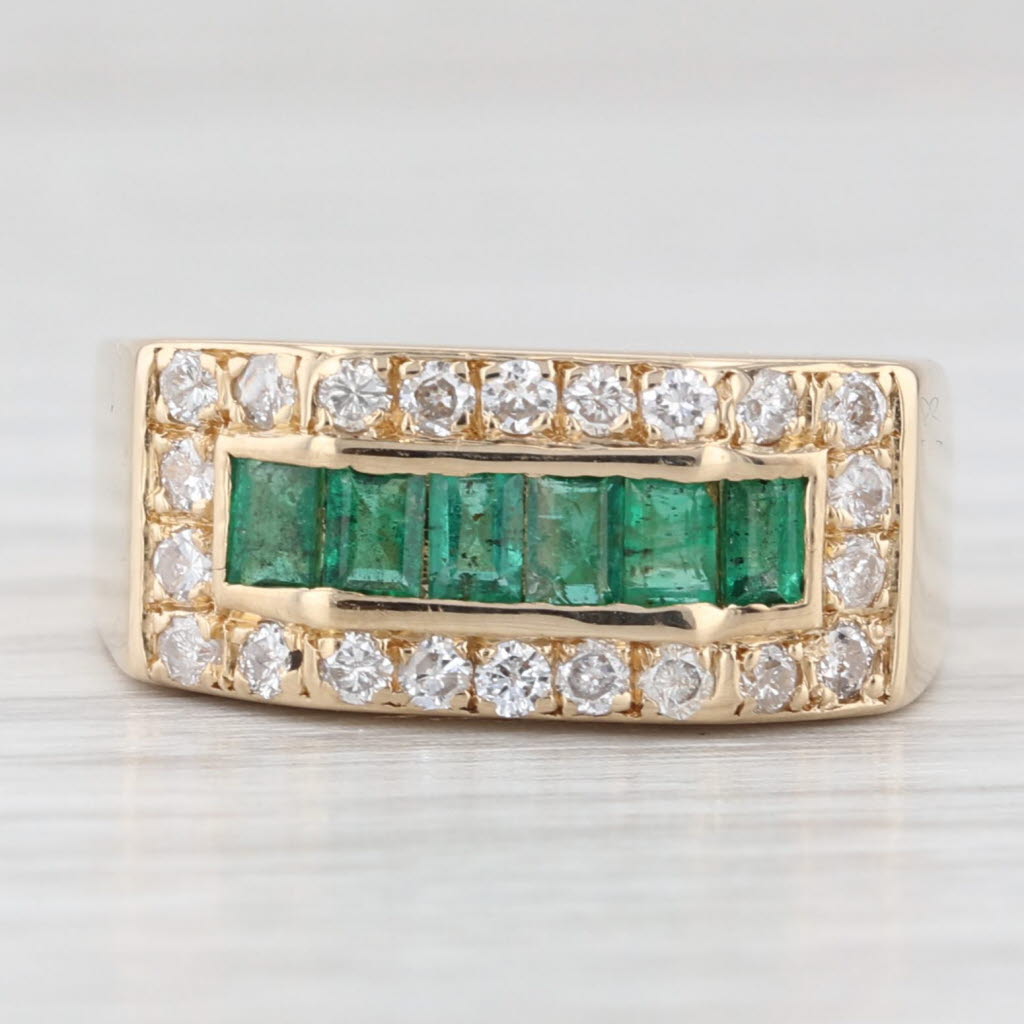 0.75ctw Emerald Diamond Ring 14k Yellow Gold Size 5.75